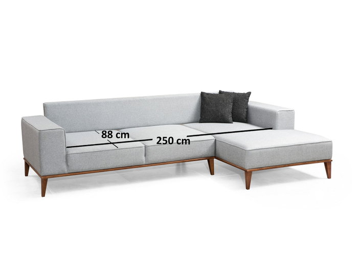 Atelier Del Sofa Montana Corner Right (L3+Chl) Sofá Cama Esquinero Gris Claro 288 x 160 cm